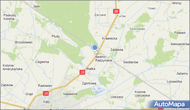 mapa Bedlno Radzyńskie, Bedlno Radzyńskie na mapie Targeo